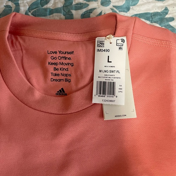 Adidas Men’s Sweatshirt; NWT; Large Salmon Color - Picture 2 of 6